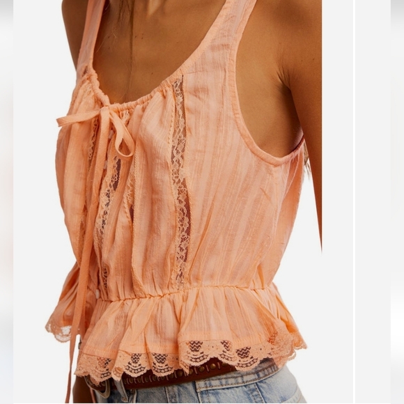 FREE PEOPLE NWT ALANA LACE TRIM PEPLUM TOP SZ SMALL - Picture 3 of 14
